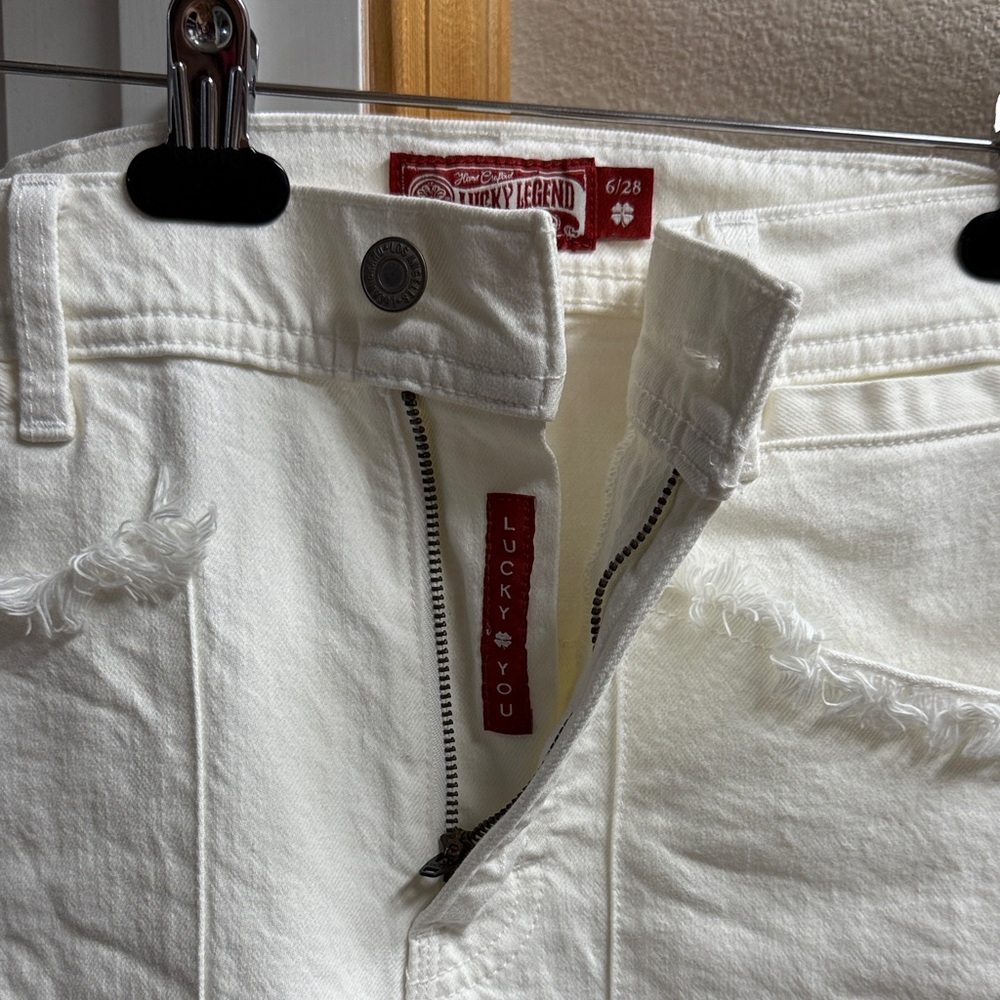 Legend Raw Hem Patch Pocket Crop Wide Leg Jeans - Picture 3 of 4